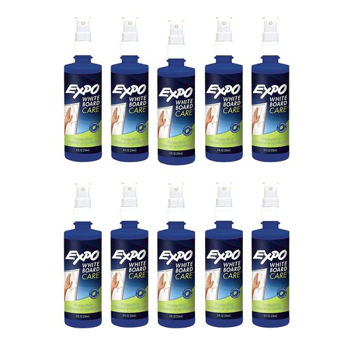 Expo 81803 Liquid Cleaner, White Board Care, 8 Once Capacity, Pack of 10, Removes Ghosting, Stubborn Marks, Shadowing, Grease and Dirt from Whiteboards, Blue Color