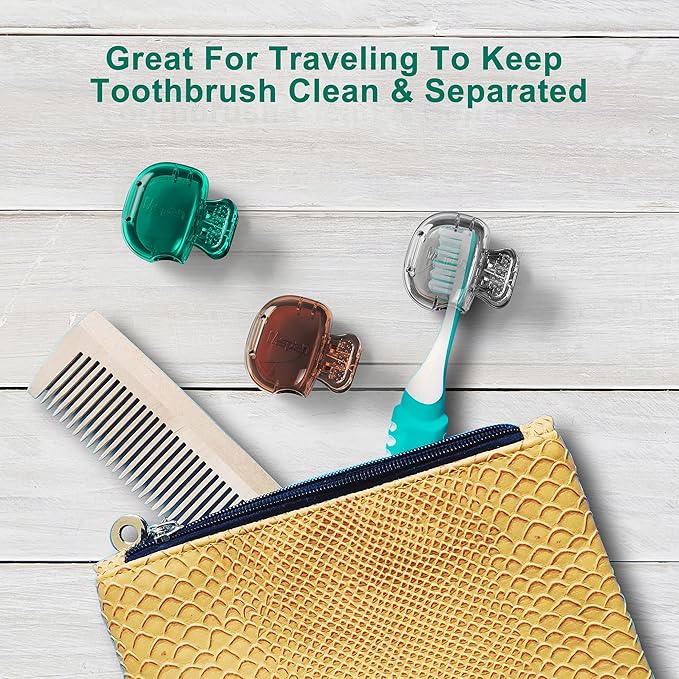 Mspan Toothbrush Protector Travel Cover: Brush Head Cap Cute Clip Case Bulk