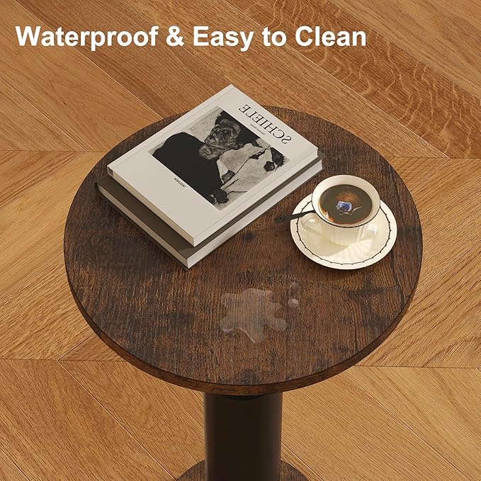 LAATOOREE Small Round Side Table, Accent Drink Coffee Table, Pedestal End Table
