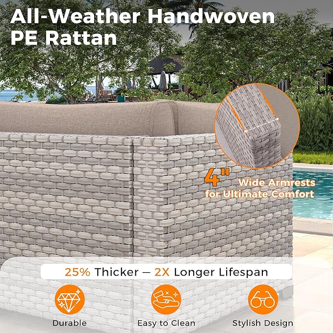 14-Seat Outdoor Wicker Patio Furniture Set