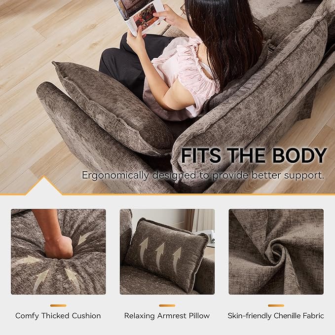 147'' Oversized U Shaped Cloud Sectional Sofa, Chenille Deep Seat Couches