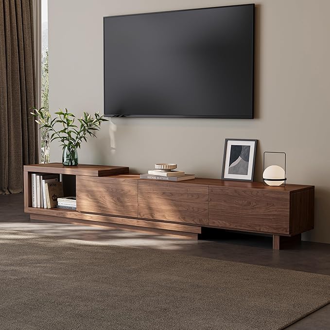 Extendable TV Stand for 65-100 Inches TVs – Walnut Entertainment Console