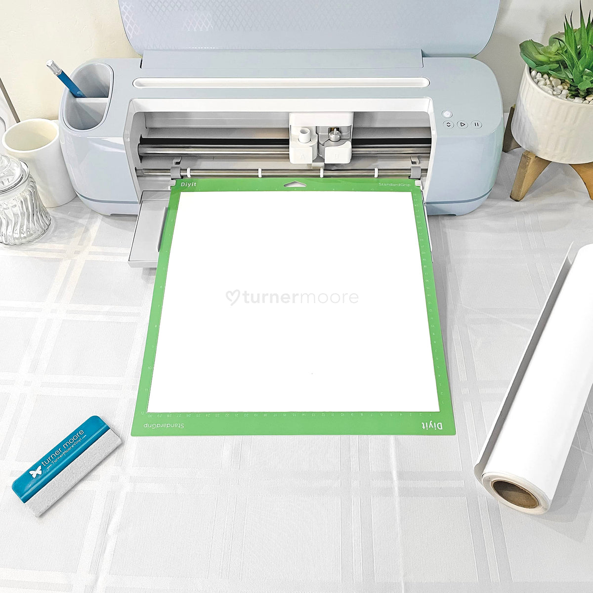 Premium White Removable Vinyl, 12" x 15 FT Roll Self-Adhesive White Temporary Vinyl for Walls, Crafts, Indoor Home Décor, Cricut, Silhouette, Repositionable Matte Black Vinyl by Turner Moore Edition