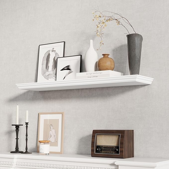 Fun Memories Floating Shelves 40 Inch Long, 9.3 Inch Deep Classic Crown Molding