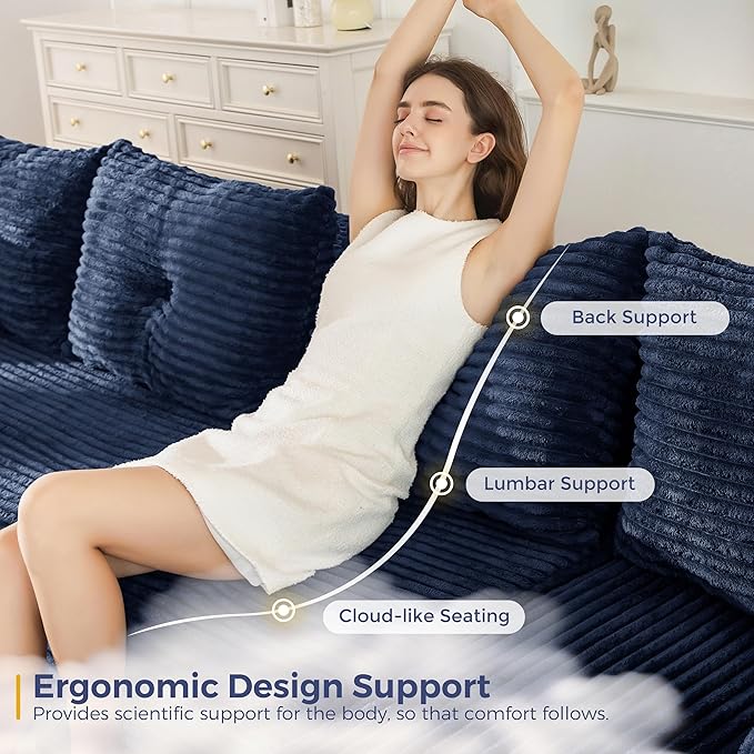 MAXYOYO 132" Giant U-Shaped Modular Sectional Couch, Modern Boneless Couch