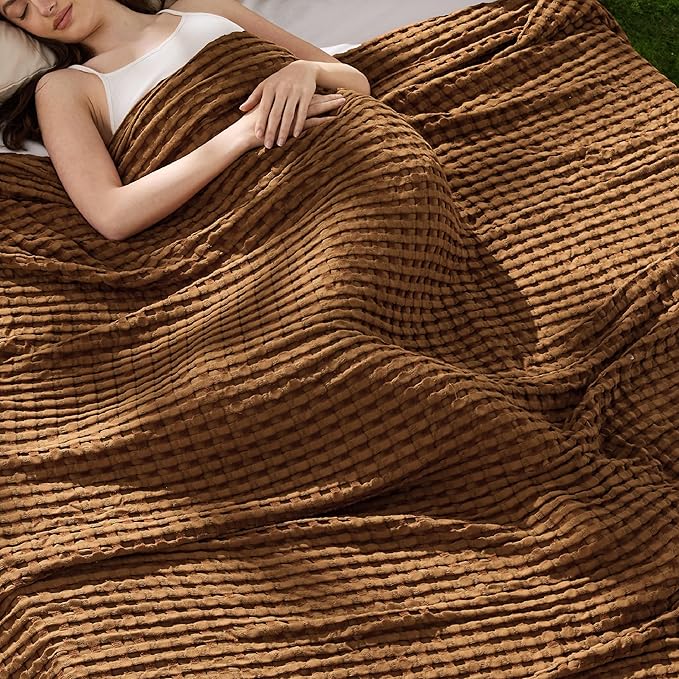 Bedsure Cooling Cotton Waffle Full Size Blanket