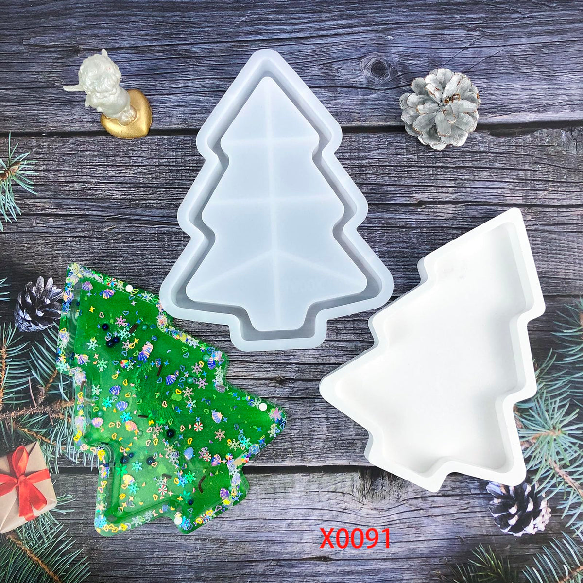 Christmas Tree Tray Resin Silicone molds, Christmas Decoration Ornaments, Candy and Snack Plate Casting Mould, Storage Plate epoxy Resin Silicone Mold