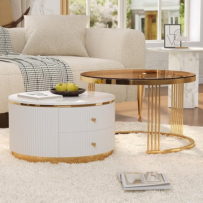 Merax 2-Piece Round Nesting Coffee Table Set
