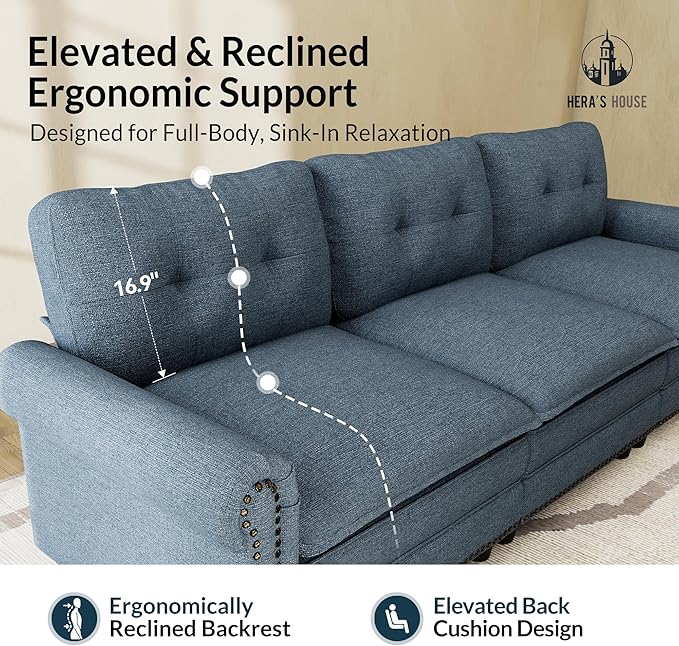 HERA'S HOUSE 73.2" Mid-Century Modern Loveseat, Oversized Sectional Couch