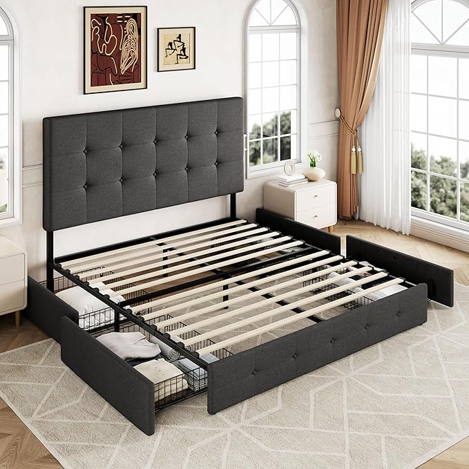 Allewie Upholstered Full Size Platform Bed Frame