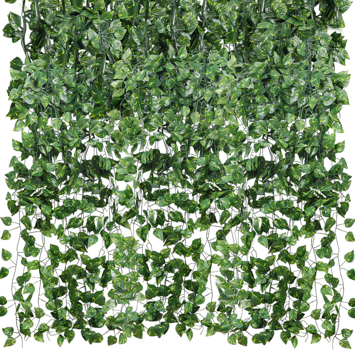 CEWOR 48 Pack 7 Feet Artificial Ivy Garlands, Fake Vines Greenery Hanging Plants Green Leaves Backdrop for Room Bedroom Wall Decor, Jungle Themed Party Wedding Decorations