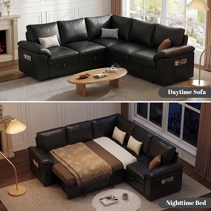 85 Inch Faux Leather Modular Sectional Sofa