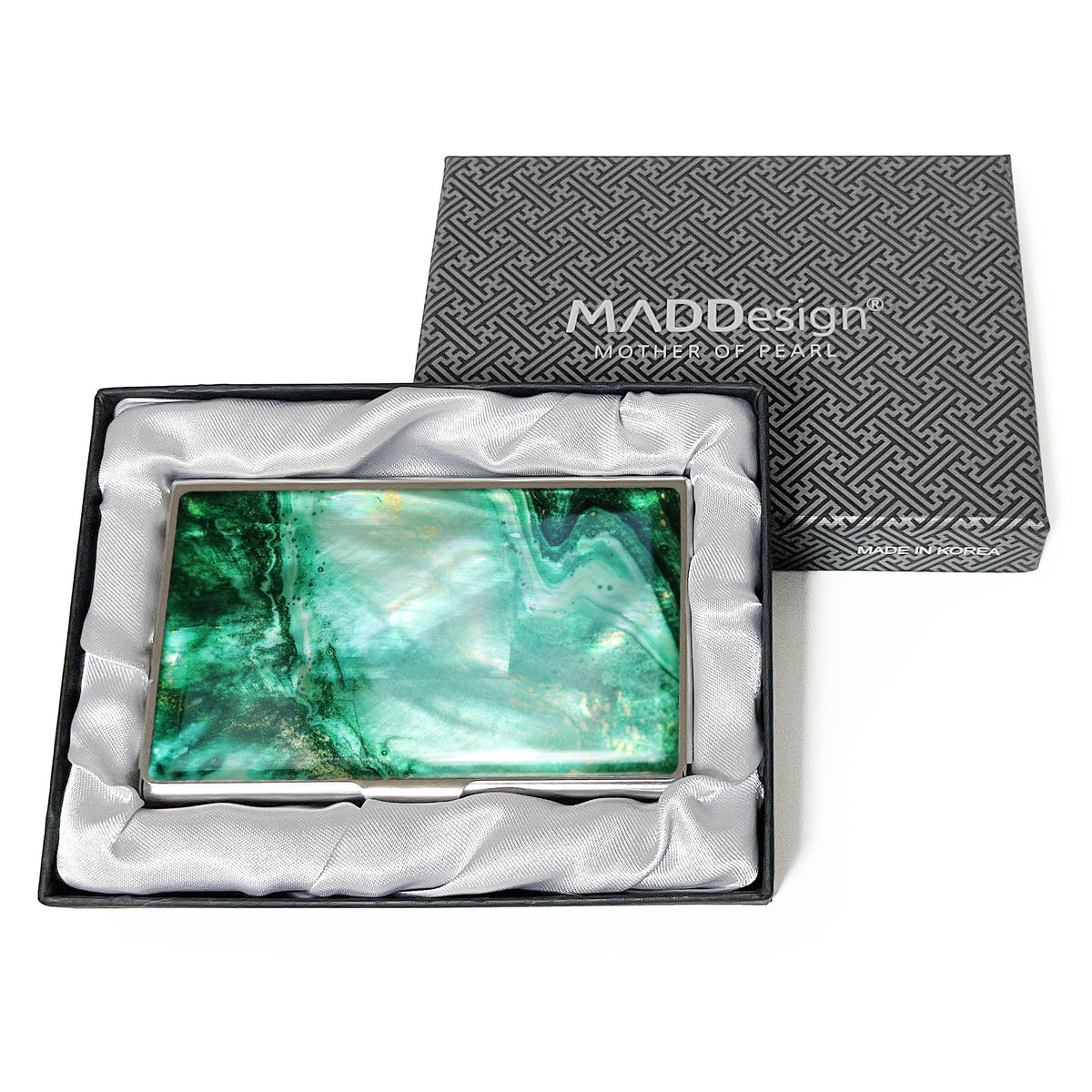 MADDesign Mother of Pearl Business Card Case Carrier Holder Wallet (Marble Green)