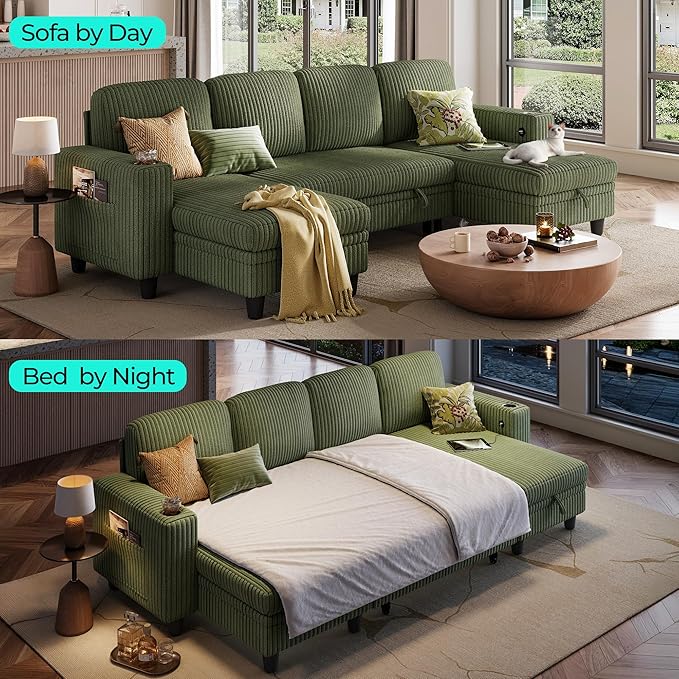 LINSY HOME Sectional Sleeper Sofa Pull Out Couches