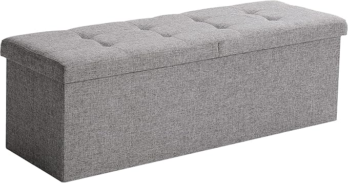 45.3 Inches Foldable Seat Footrest Shoe Bench End of Bed Storage