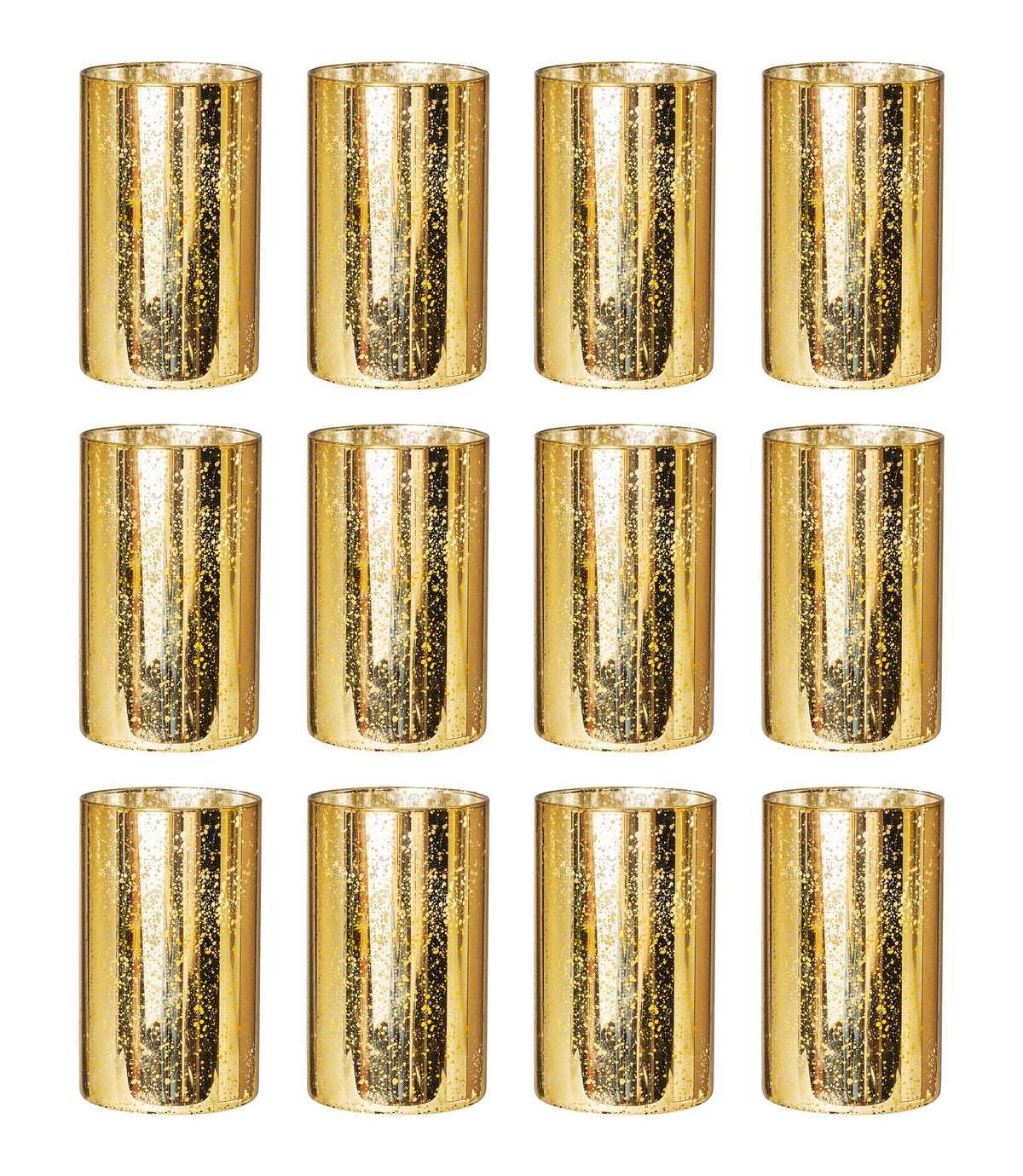 Willceka Gold Cylinder Vases for Centerpieces, Modern Glass Vase Set of 12 Decorative Hurricane Candle Holder for Pillar Candle Holders Flowers for Table Centerpiece