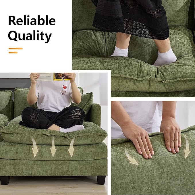 35‘’ Modern Chenille Cloud Sofa Ottoman, Rectangle Ottoman