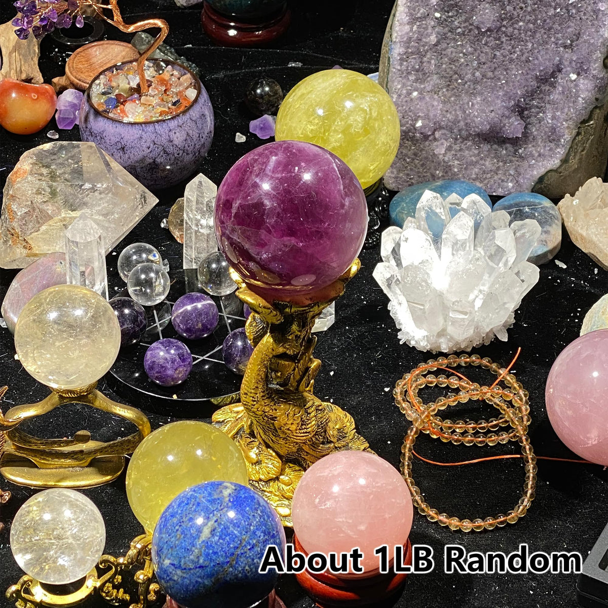 CrystalHola 1lb Mystery Crystal Box, Randomly Selected with Polished Natural Crystal for Home Office Decoration, Birthday Gifts
