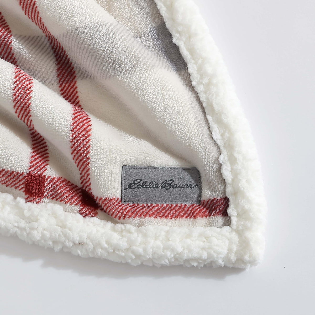 Eddie Bauer - Throw Blanket, Ultra-Soft Plush Blanket with Faux Shearling Popcorn Fleece Reverse, Oversized Bedding for Couch or Bed (New Castle Red, 50" x 60")