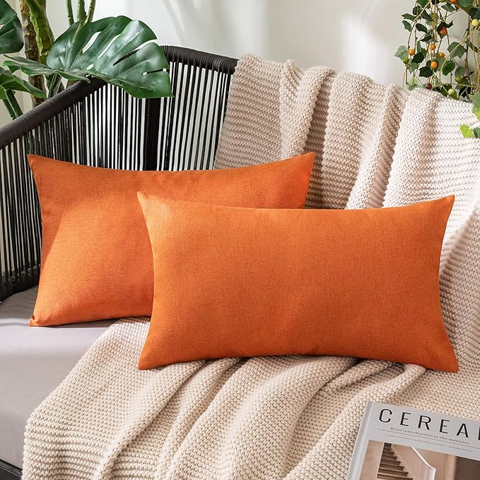 MIULEE Pack of 2 Decorative Outdoor Solid Waterproof Throw Pillow Covers Faux