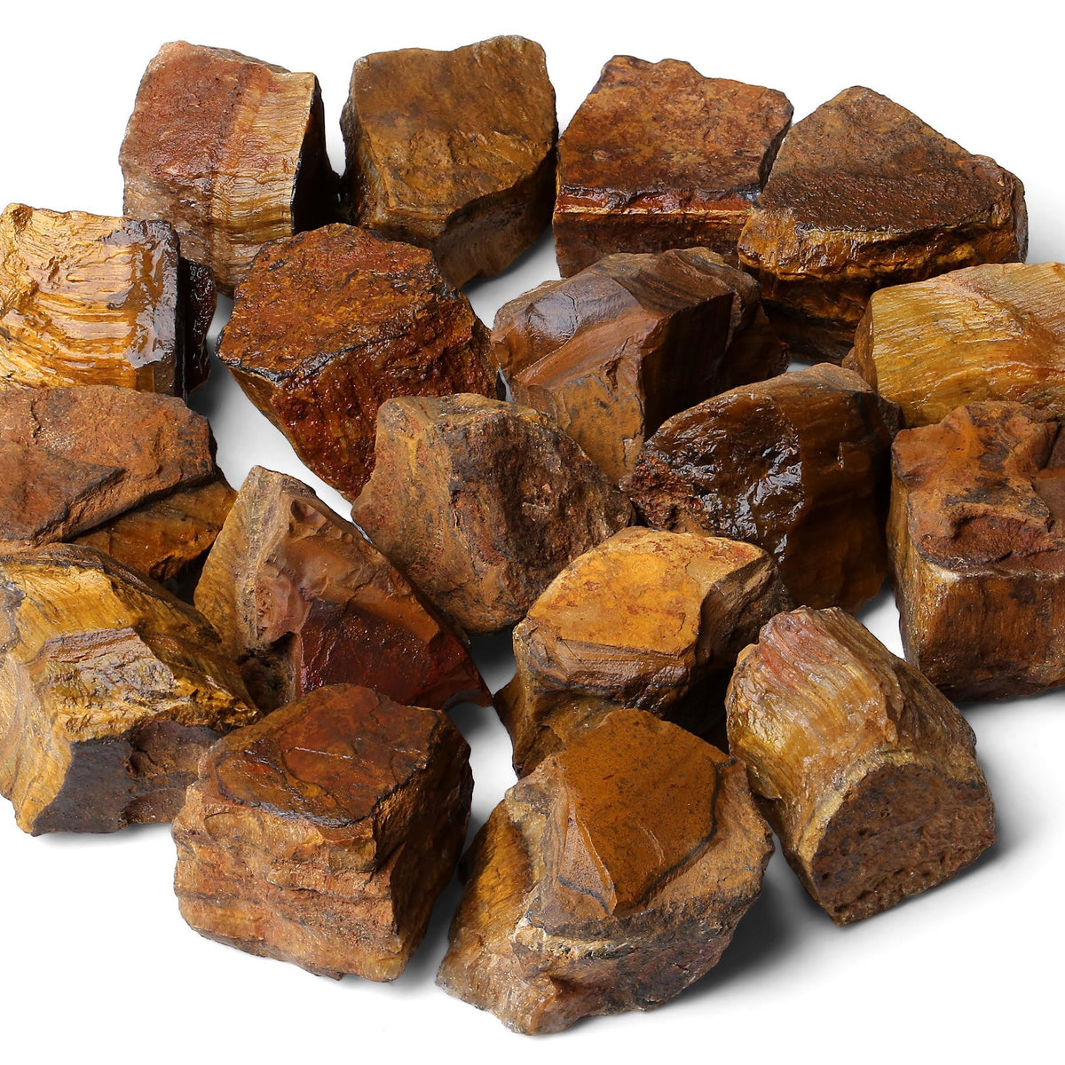 MAIBAOTA Tiger Eye Crystal Stones 1" Natural Raw Crystals Bulk Rough Gemstones Rocks for Tumbling Polishing Cutting Decorative Stone