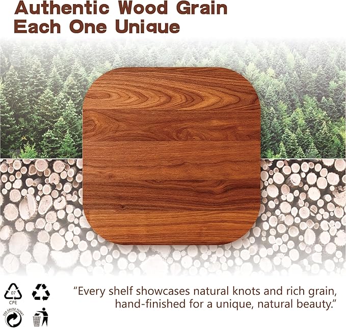 Solid Wood Floating Shelves, 11.8in Finished Real Wood Wall Shelves