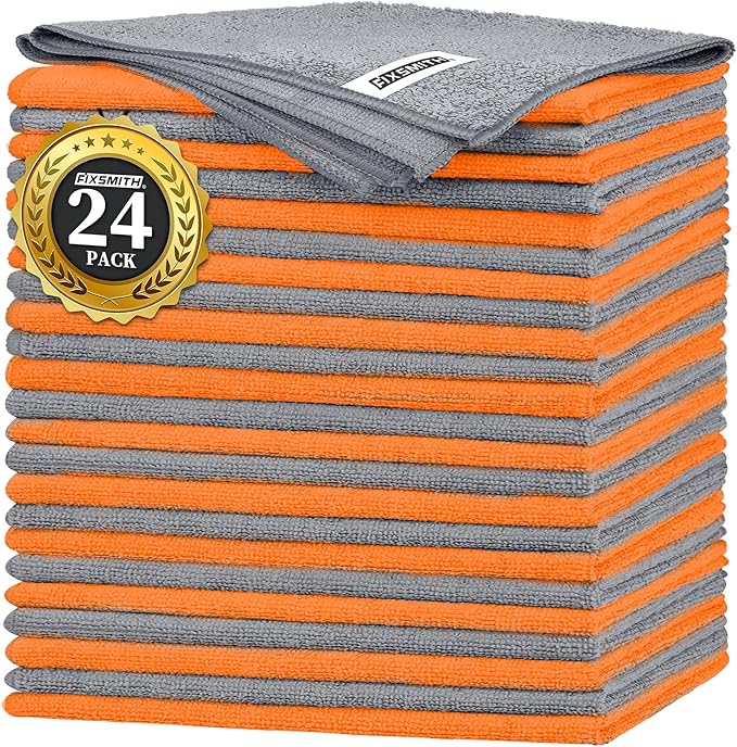FIXSMITH Microfiber Cleaning Cloth -Pack of 24, Highly Absorbent Cleaning Rags