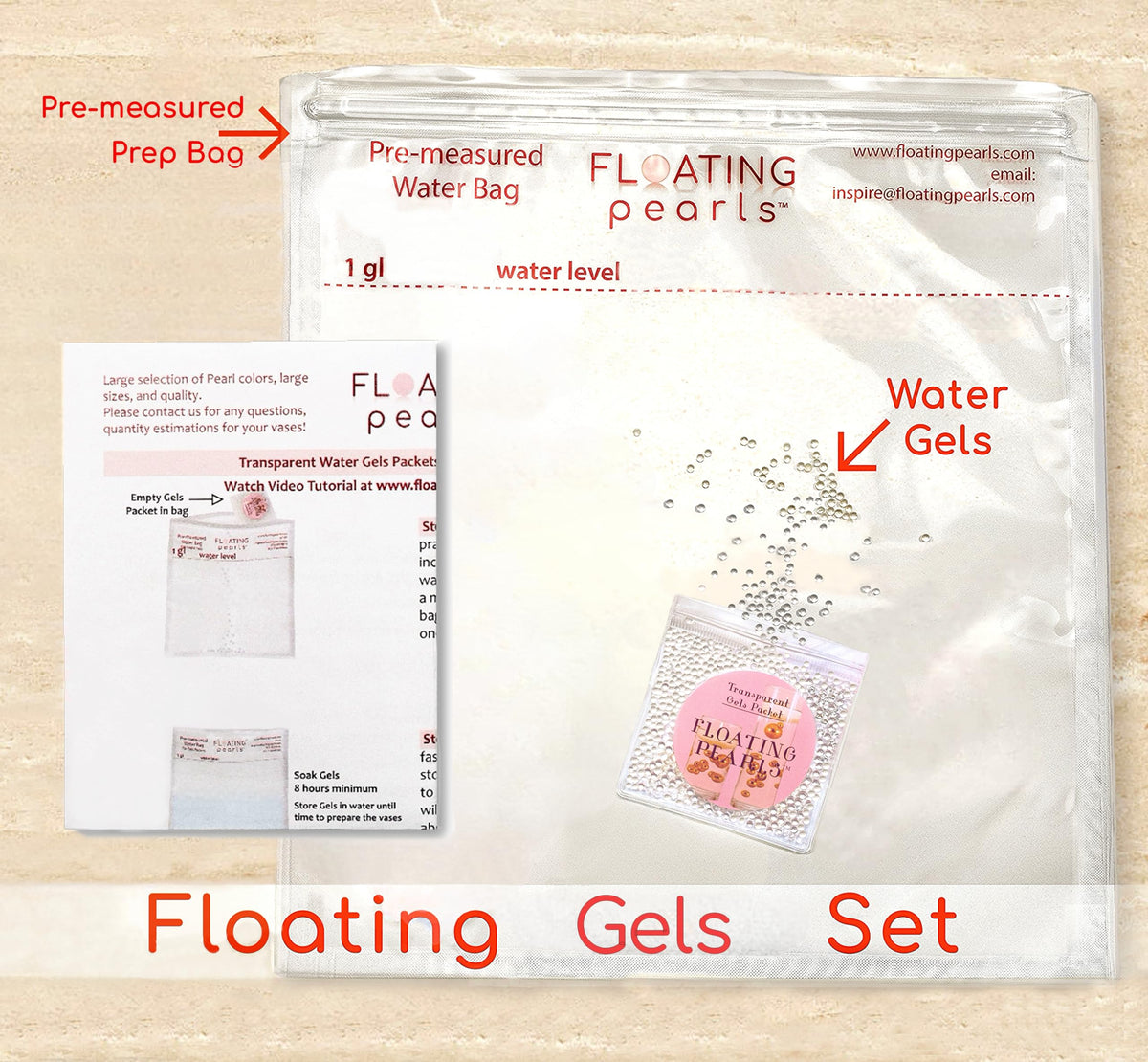 Vase Pearlfection 50 Floating Silver Stars-Glitter-Jumbo Sizes-Fills 1 Gallon of Transparent Gels for Floating Effect-with Measured Floating Gels Prep Bag for Best Results!