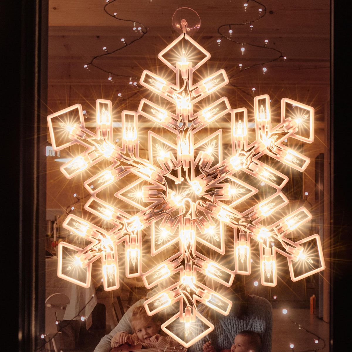XMASLAND 15 Inch Christmas Window Silhouette Lights Decorations, 50L Christmas Sculpture,Including:Snowflake x1