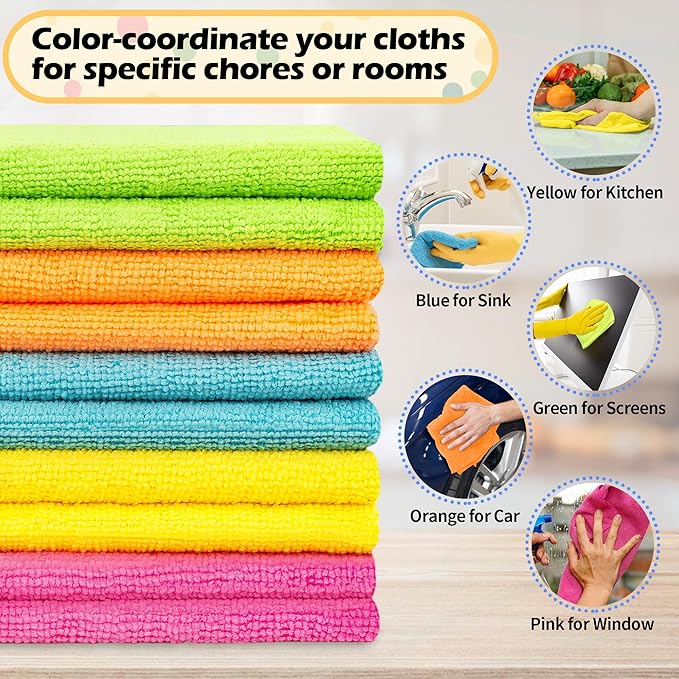 FIXSMITH Microfiber Cleaning Cloth, 20 Pack Cleaning Rags, Cleaning Towels