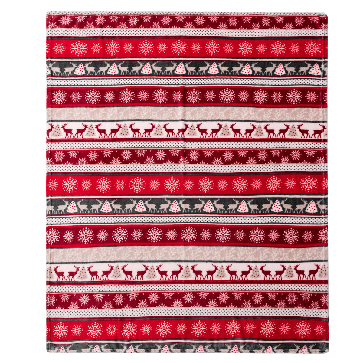 Pavilia Holiday Reindeer Snowflakes Fleece Throw Blanket | Soft, Plush, Warm Winter Cabin Throw, 50x60, Red