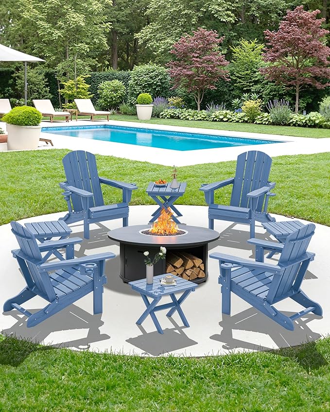 SERWALL Folding Outdoor Side Table Set of 4, Small Adirondack Side Table