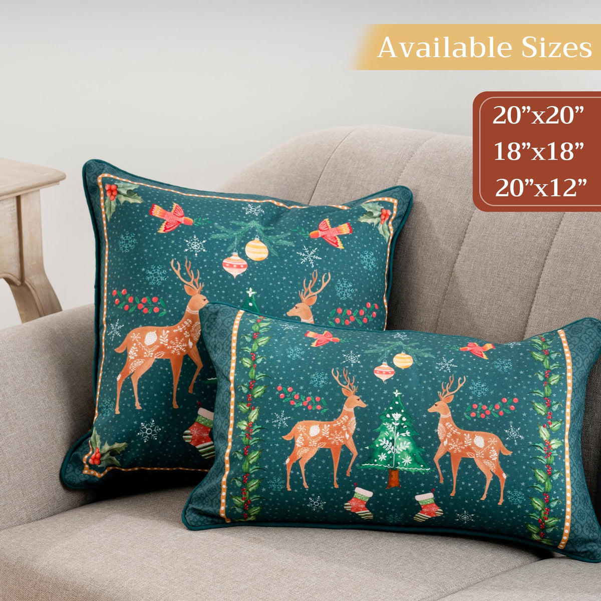 Maison d' Hermine Decorative Pillow Covers 20 x 20 inch Square 100% Cotton Throw Pillow Covers with Invisible Zipper for Living Room Couch Chair Sofas Spring Summer (Hygge Christmas)