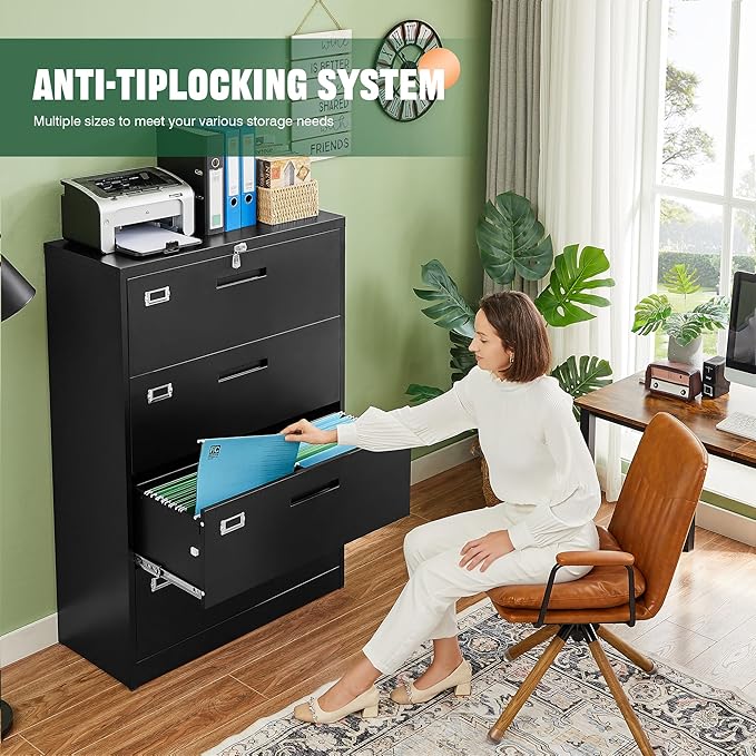 Letaya File Cabinets, 4 Drawer Metal Lateral Filing Organization Storage
