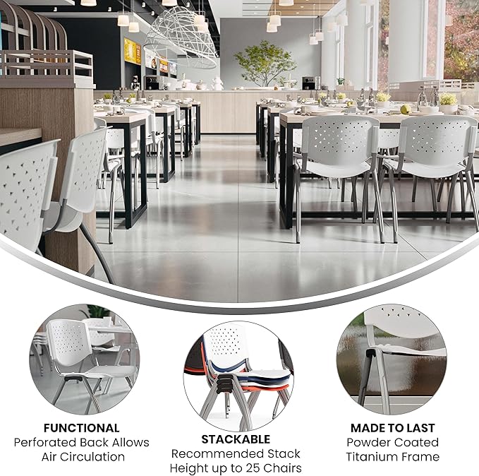 Flash Furniture HERCULES -5 Pack 880 lb. Capacity White Plastic Stack Chair |