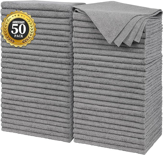 FIXSMITH Grey Microfiber Cleaning Cloth, Reusable Shop Towels, Microfiber Towels