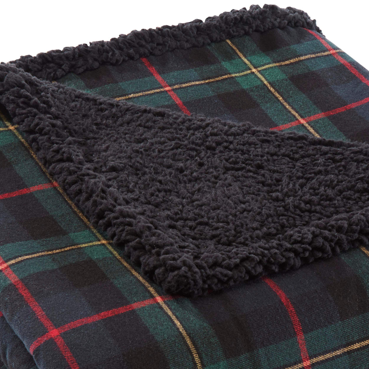 Eddie Bauer - Throw Blanket, Brushed Fleece & Plush Sherpa Bedding, Throw Blanket for Couch & Bed (Pine Tartan Dark Green, 50" x 60")