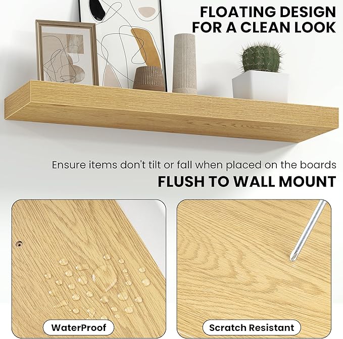 Fun Memories 67 Inch Fireplace Mantel Shelf, Deep Floating Shelves