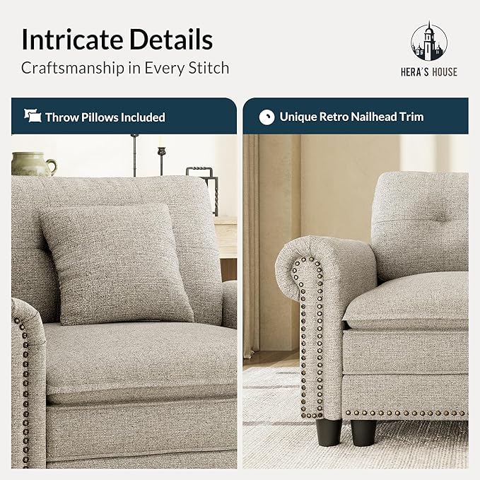HERA'S HOUSE 2 Pieces Modular Sectional Sofa Sets, Oversized Couch Set