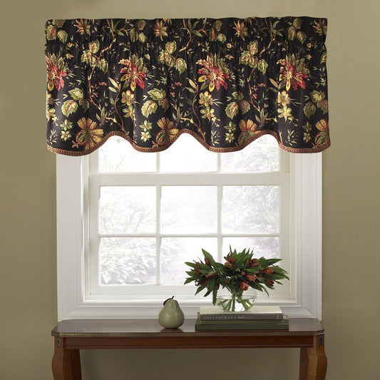 Waverly Felicite Noir Valance - 100% Cotton Sateen - 50" X 15"