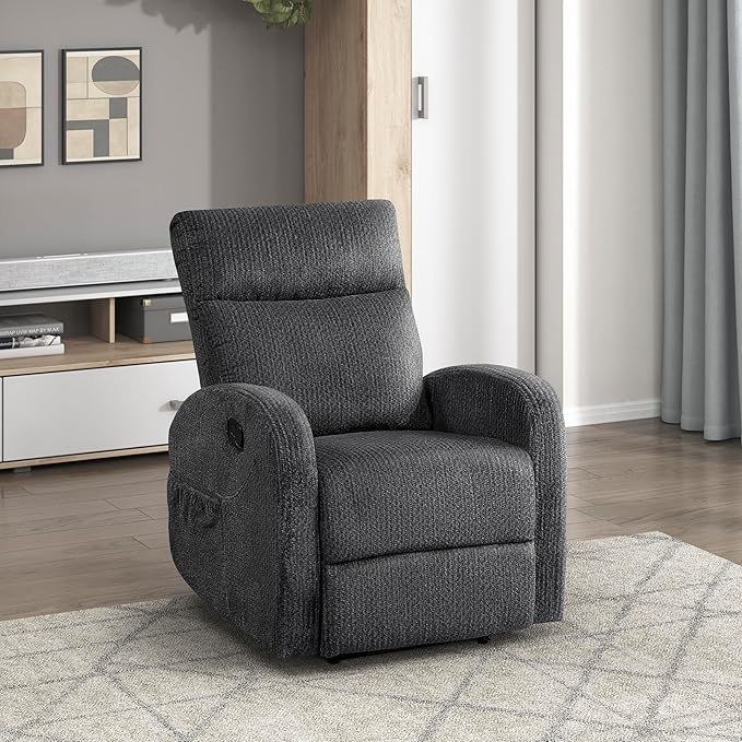 Lexicon Manual Recliner Chair, Textured Microfiber Reclining Chair, Wall Hugger