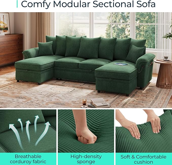 LINSY HOME Oversized Sectional Sleeper Sofa