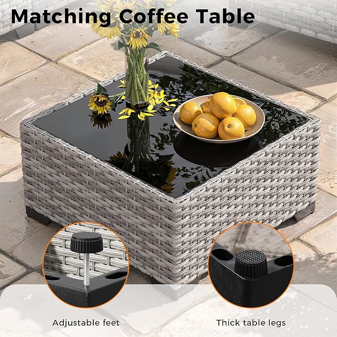 6-Seat Modern Outdoor Wicker Rattan Patio Furniture Set