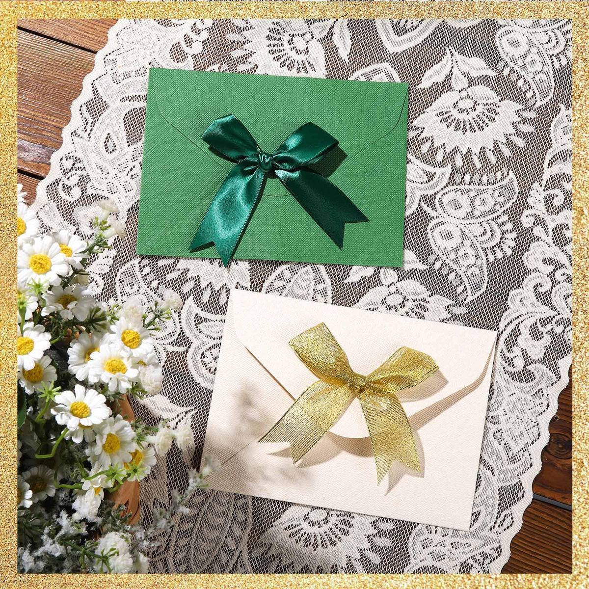 YGDZ Christmas Bows, 50 PCS Twist Tie Christmas Tree Bow, 3.3 Inch Buffalo Plaid Bows Glitter Gold Silver Bow for Crafts, for Christmas Decor, Gift Wrapping, Party