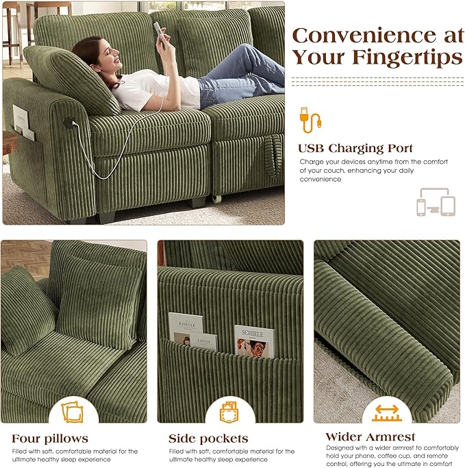 Ihanherry 83-inch 5-Seater Large Sectional Sofa Bed