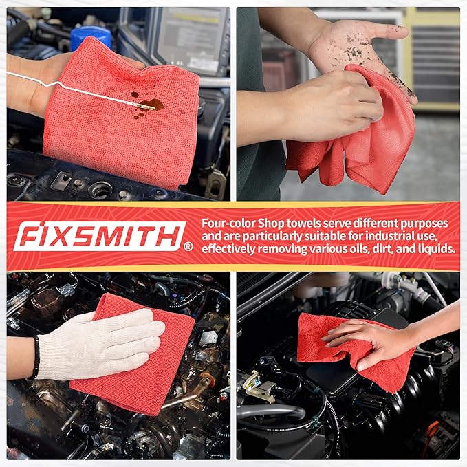 FIXSMITH Shop Towels, 200 Pack Microfiber Towels