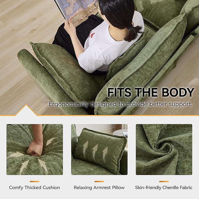 111'' Sectional Cloud Deep Seat Couch, Oversized Chenille U Shaped Sectional