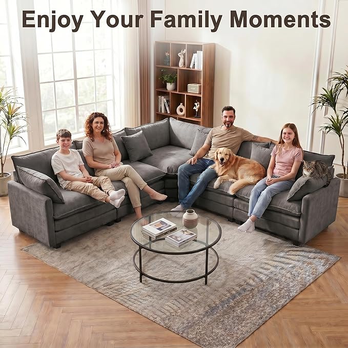 111.4" V-Shaped Corner Couch Sectional｜5 Seat Customizable Modular Cloud