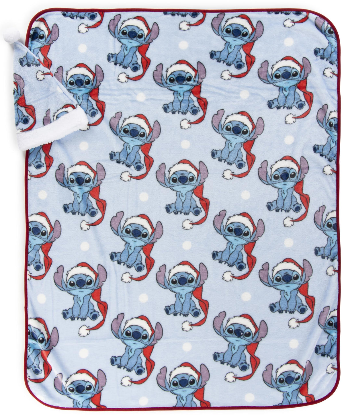 Jay Franco Santa Hat and Throw Set – 2-Piece 17" Inch Holiday Hat and 40" x 50" Inch Ultra-Soft Plush Fleece Blanket Gift Set, Official Licensed Product, Blue - Stitch