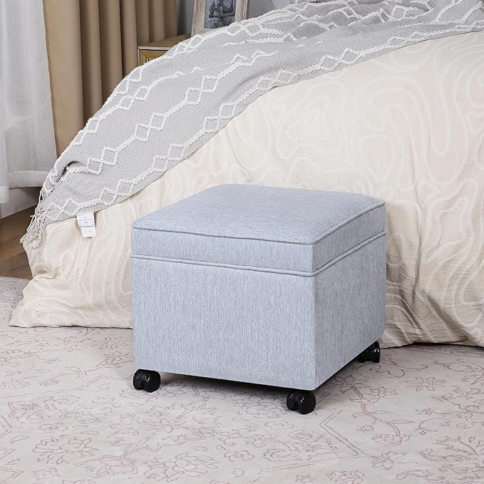 Adeco 17.5 inch Square Storage Ottoman